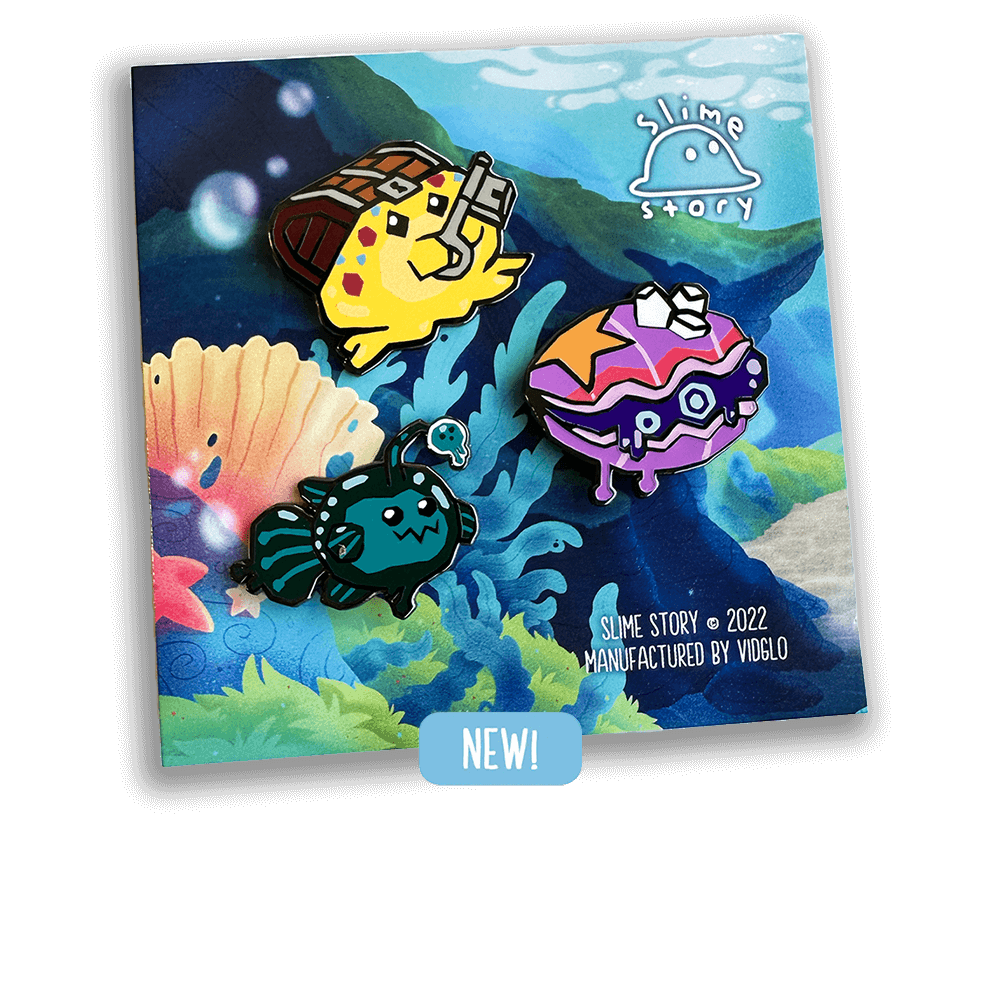 Ocean Pin Set: Clam, Treasure & Angler Slimes